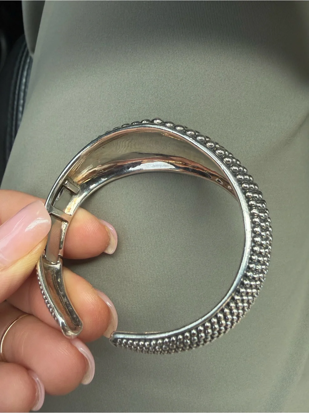 925 Sterling Silver Michale Dawkins  Beaded Dome Cuff Bracelet - Women Jewelry